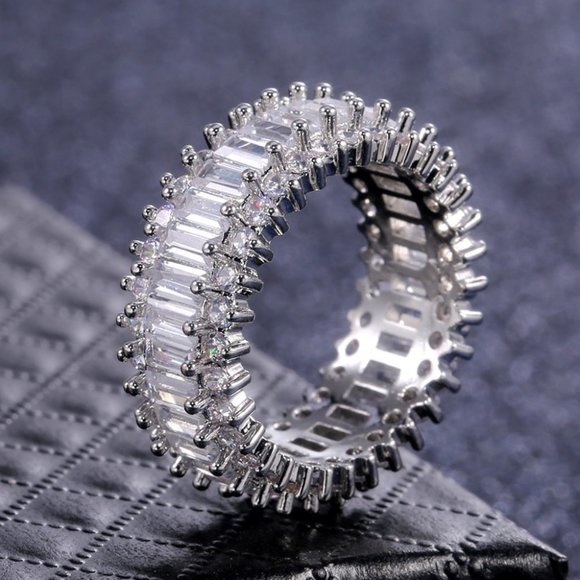Fashion Dainty Gems Zircon Beautiful Eternity Rings for Women, EVGG1369 - Picture 1 of 14